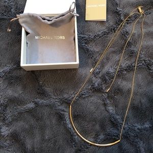 Michael Kors Gold Tone Curved Bar Slider Necklace